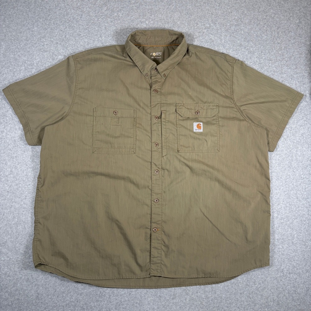 Carhartt Force Ridgefield Shirt Men's 4XL Green Short Sleeve Relaxed Fit Vented
